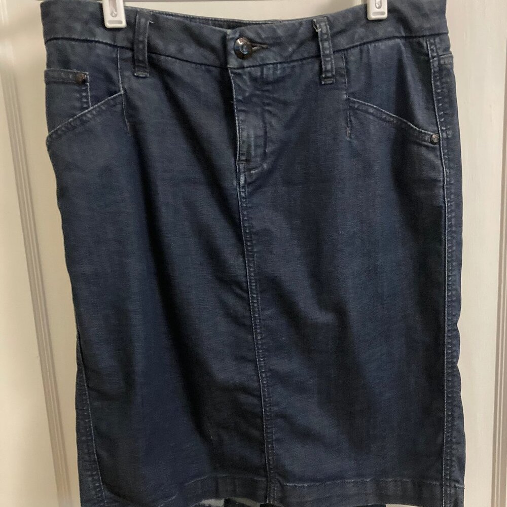 Anthropologie Level 99 Denim Jean pencil skirt with kick pleats
